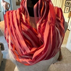 Elegant Pink and Red Striped Scarf